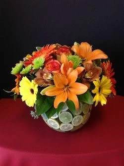 Bubble Bowl of Flowers with Lemons