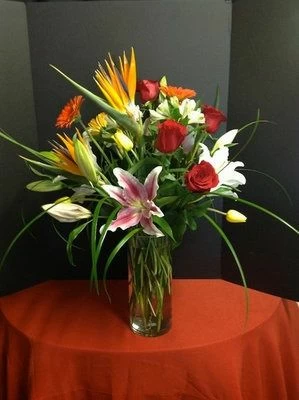 Roses, Lilies and Bird of Paradise