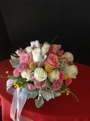 Bridal Bouquet with White and Pink Roses