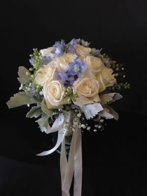 Bridal Bouquet White and Blue