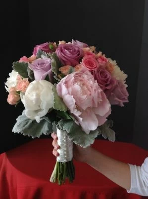 Bridal Bouquet with Peonies and Roses