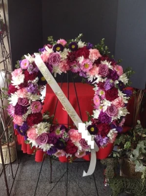 Funeral Wreath Loving Daughter with Shades of Purple and Pink