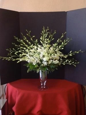 25 Orchids in a Silver Vase