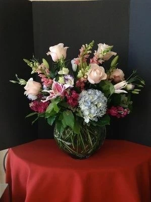 Three Quarter Moon Vase of Flowers