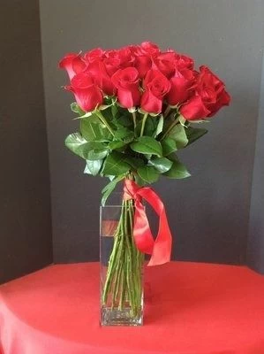 Two Dozen Roses with Clean Lines