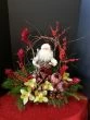 Christmas flowers, christmas arrangement, christmas gift idea, christmas decor, santa for Christmas, tropical flowers, ginger orchids, protea, berries