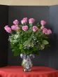 18 Purple Roses with Babies Breath