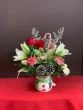 Snowman Mug of Christmas Flowers, christmas arrangement, gift idea