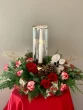 Christmas centerpiece, holiday centerpiece, christmas flowers with christmas greens 