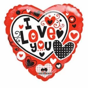 I Love You Balloon in Red and White
