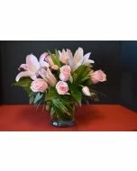 Bouquet of Pink Roses and Lilies