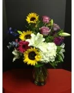Festive Sunflowers and Roses