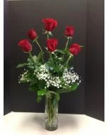 red roses, half dozen red roses,1/2 dozen red roses