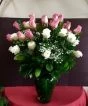 3 Dozen Pink and White Roses