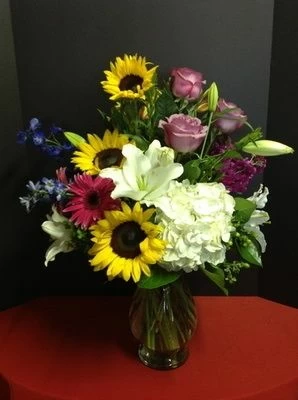 Festive Sunflowers and Roses
