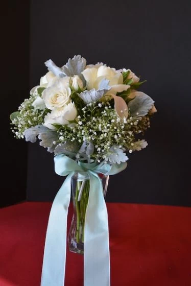 Bridal Bouquet with White Roses and Succulents
