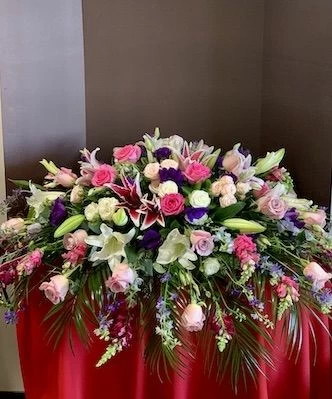 Casket Spray with  Pink Roses