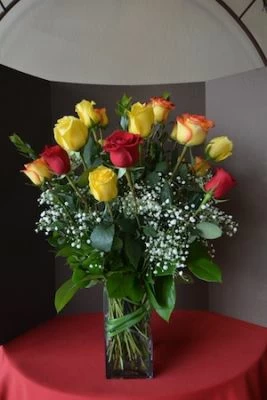 Assorted Roses with Yellow and Red-two dozen