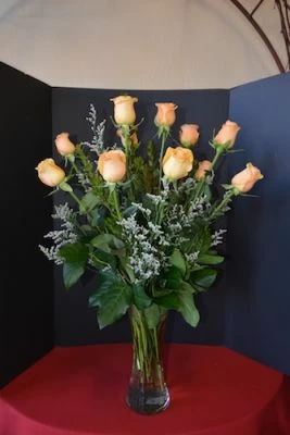 One Dozen Peach Roses