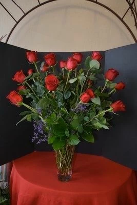 Two Dozen Red Roses with Fancy Filler