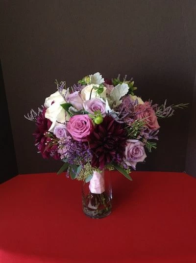 Bridal Bouquet with Purple Roses