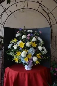 Funeral Flowers with Yellow Lilies