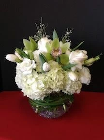 Funeral Flowers With White Hydrangea and White Tulips