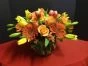 Lilies, roses and gerber daisies flower arrangement