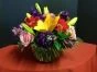 Rainbow-Roses and Lilies Flower Arrangement