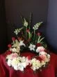 Funeral Flowers Urn Wreath with Red Tulips