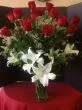 Roses and lilies, red roses with white lilies,long stems red roses, white lilies