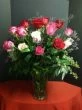 assorted roses, pink and red roses, long stems roses, 2 dozen roses