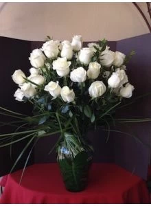 3 dozen white roses, three dozen long stems white roses