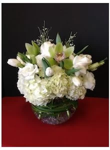 Funeral Flowers With White Hydrangea and White Tulips