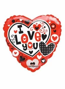 I Love You Balloon in Red and White
