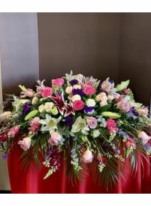 Casket Spray with  Pink Roses