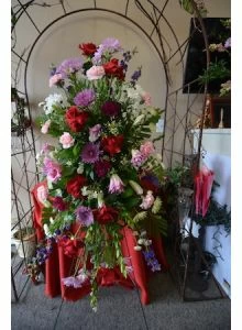 Burst of Colors Funeral Flowers Standing Easel