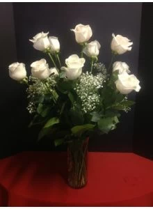 white roses, 1 dozen white roses, one dozen long stems white roses