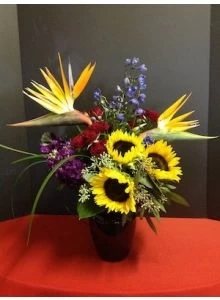 Sunflowers and Bird of Paradise Evening Star