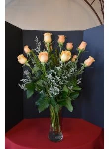 1 dozen peach roses, one dozen long stems peach roses
