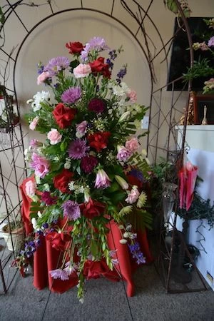 Burst of Colors Funeral Flowers Standing Easel