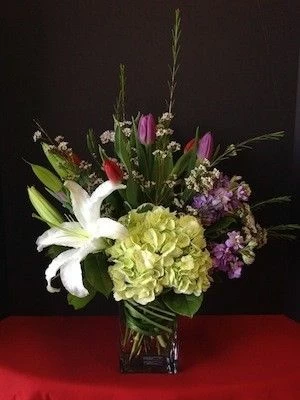 Hydrangea and Tulips in Spring