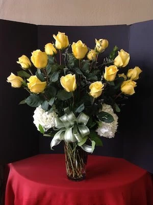 Yellow Roses and Hydrangea