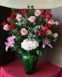 3 Dozen Roses with Hydrangea and Lilies